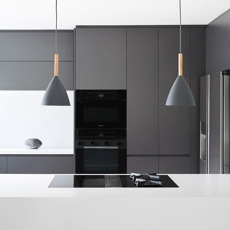 Bộ tủ bếp Melamine sang trọng tùy chỉnh Tủ bếp hiện đại màu đen HMR Core