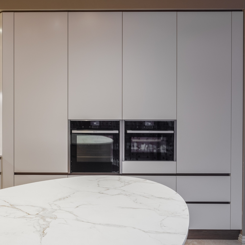 Tủ bếp Melamine sang trọng Thiết kế hiện đại tùy chỉnh Tấm ván lõi HMR
