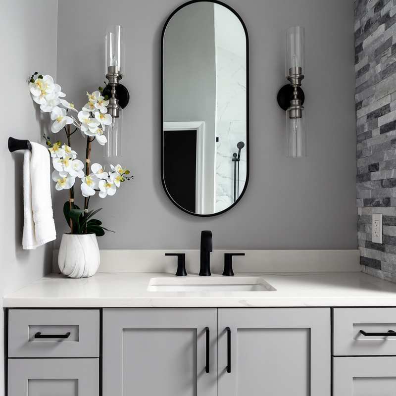 Bộ Lắc Tay Màu Xám Trung Tính Sang Trọng Phong Cách Sơn Mài Phòng Tắm Vanity Combo với 2 cửa 6 ngăn kéo