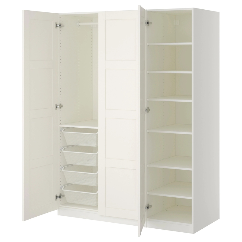 Tủ lưu trữ phòng ngủ bằng gỗ MDF mô-đun Khách sạn Cửa xoay sang trọng đầy đủ Tủ quần áo màu trắng Armoire