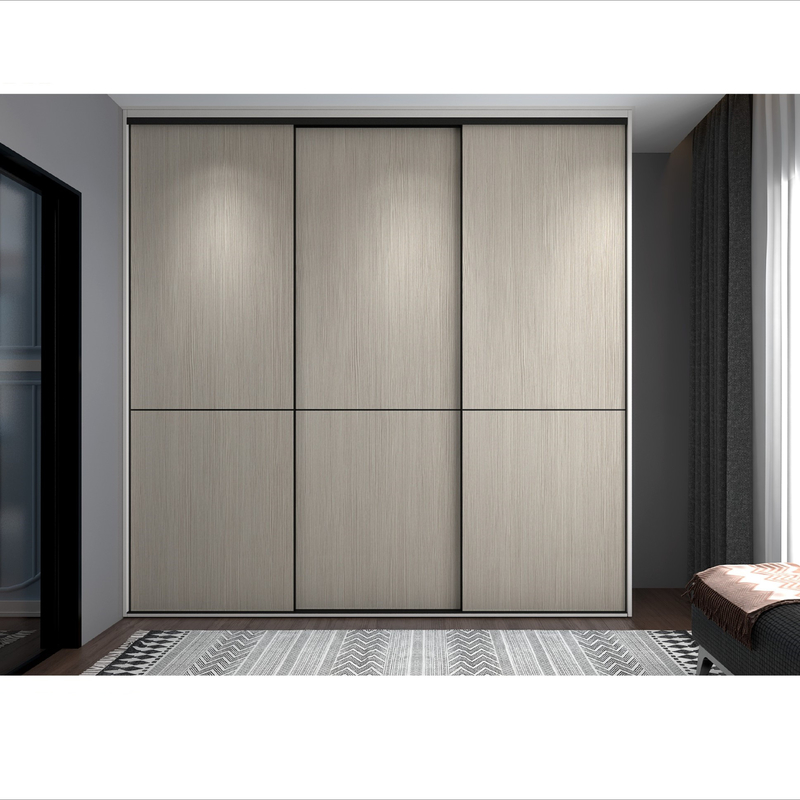 Tranh gỗ Melamine trắng xám Tủ quần áo nhiều màu Cửa trượt hiện đại