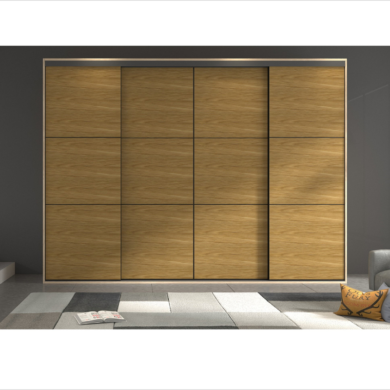 Tủ quần áo phòng ngủ cho phòng ngủ hiện đại Tủ quần áo bằng gỗ Hạt gỗ Veneer Tủ cửa trượt với tủ đựng quần áo