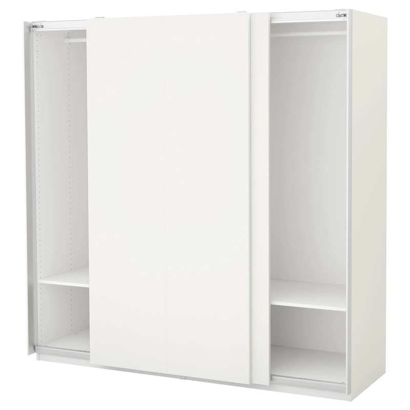 Matte White Cream Bảng điều khiển phẳng Sơn mài Cửa trượt Tủ quần áo Tủ quần áo Vải phòng ngủ Lưu trữ