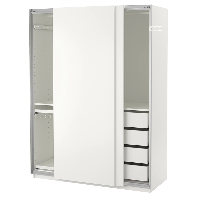 Matte White Cream Bảng điều khiển phẳng Sơn mài Cửa trượt Tủ quần áo Tủ quần áo Vải phòng ngủ Lưu trữ