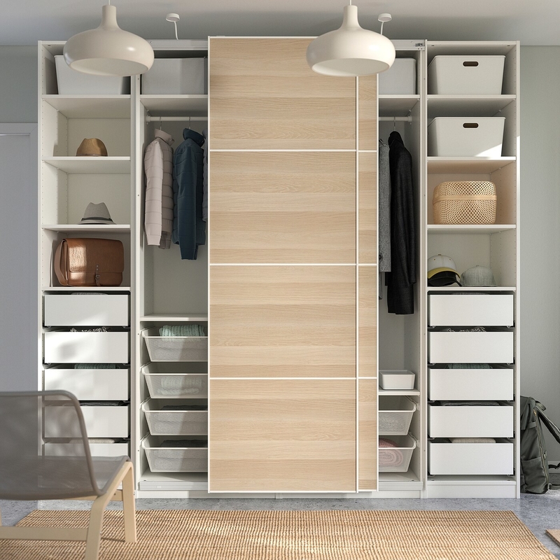 Melamine Cửa trượt Tủ quần áo hiện đại Sơn mài hiện đại Phòng ngủ Tủ quần áo treo tường Hạt gỗ Đồng bằng