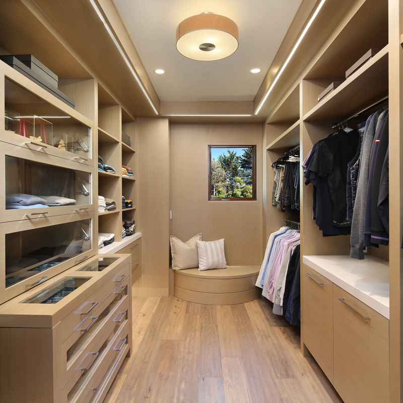 Ngôi nhà hiện đại màu be xám Melamine đi bộ trong cửa kính tủ quần áo cho phòng thay đồ