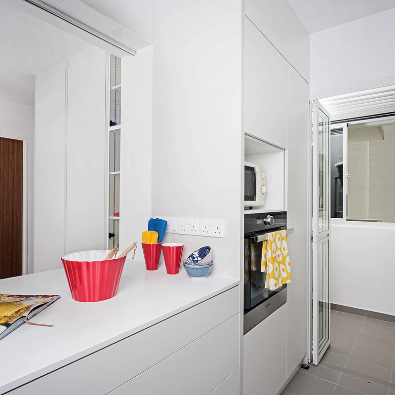Kích thước nhỏ Giá rẻ Bộ tủ bếp Dự án Melamine trắng Tủ bếp