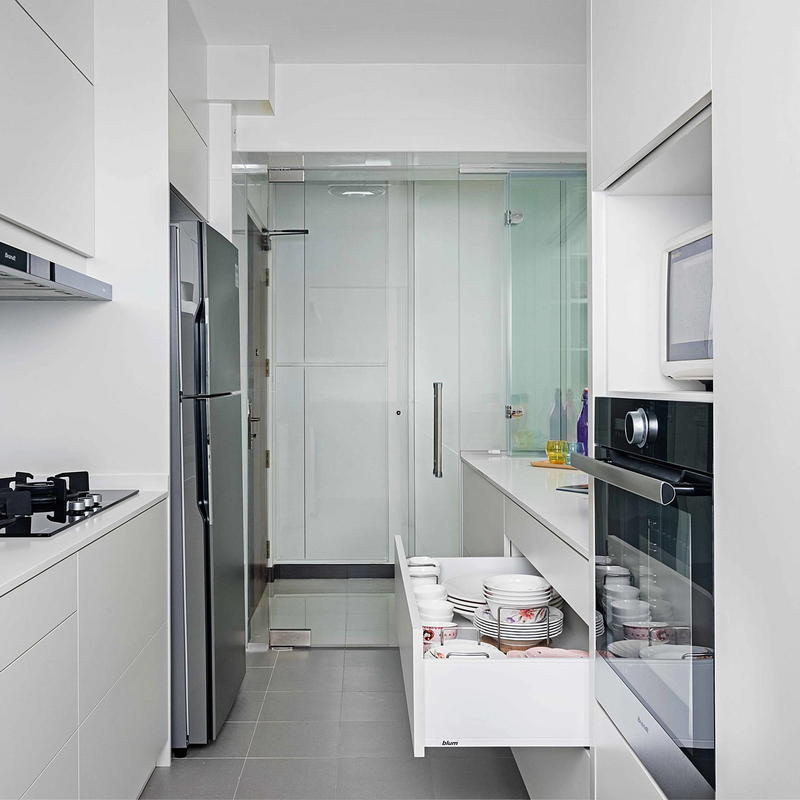 Kích thước nhỏ Giá rẻ Bộ tủ bếp Dự án Melamine trắng Tủ bếp