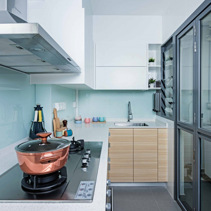 Phong cách hiện đại của Trung Quốc Tủ bếp nhỏ Melamine chất lượng cao Bộ tủ bếp màu trắng và vân gỗ