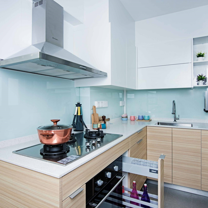 Phong cách hiện đại của Trung Quốc Tủ bếp nhỏ Melamine chất lượng cao Bộ tủ bếp màu trắng và vân gỗ