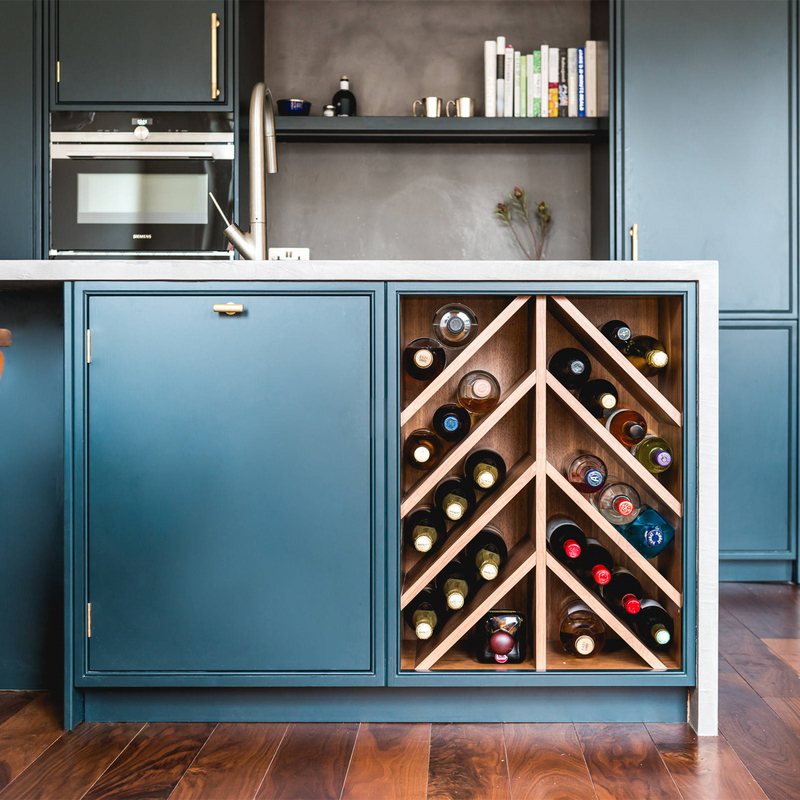 Thiết kế tùy chỉnh Blue Raised Door Kitchen Cabinets Corner Wall Cabinets With Island