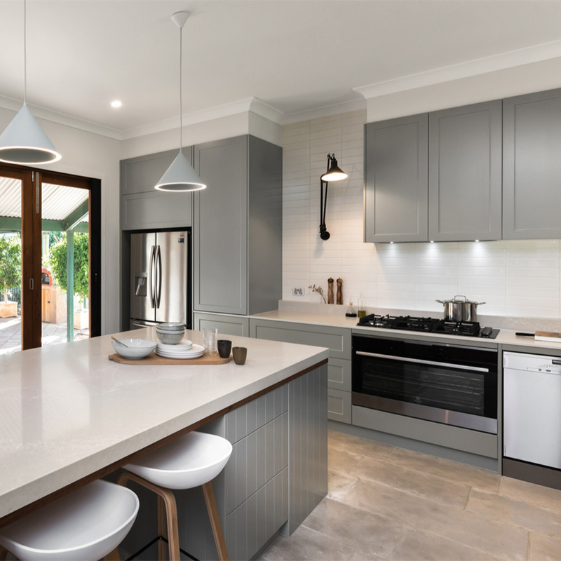 Tập trung vào thiết kế tủ ẩm ẩm tủ nhà bếp hiện đại Hoa Kỳ Grey Shaker Tủ cho bán buôn