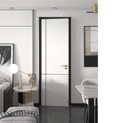 Phòng ngủ Melamine Cửa nội thất bằng gỗ Tấm nền rắn màu trắng Sơn lót hiện đại